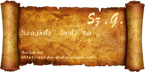 Szajkó Gréta névjegykártya